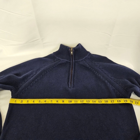 Oscar de La Renta Ribbed Knit Quarter Zip Sweater In Navy And Burgundy Sz Large - Picture 8 of 9